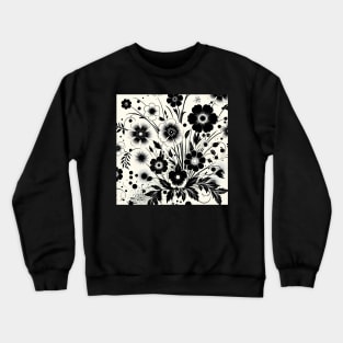 Black and White Floral Crewneck Sweatshirt